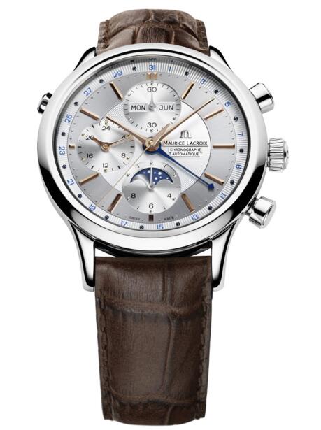 Review Replica Maurice Lacroix Les Classiques Chronographe Phases de Lune LC6078-SS001-131-1 watch band - Click Image to Close